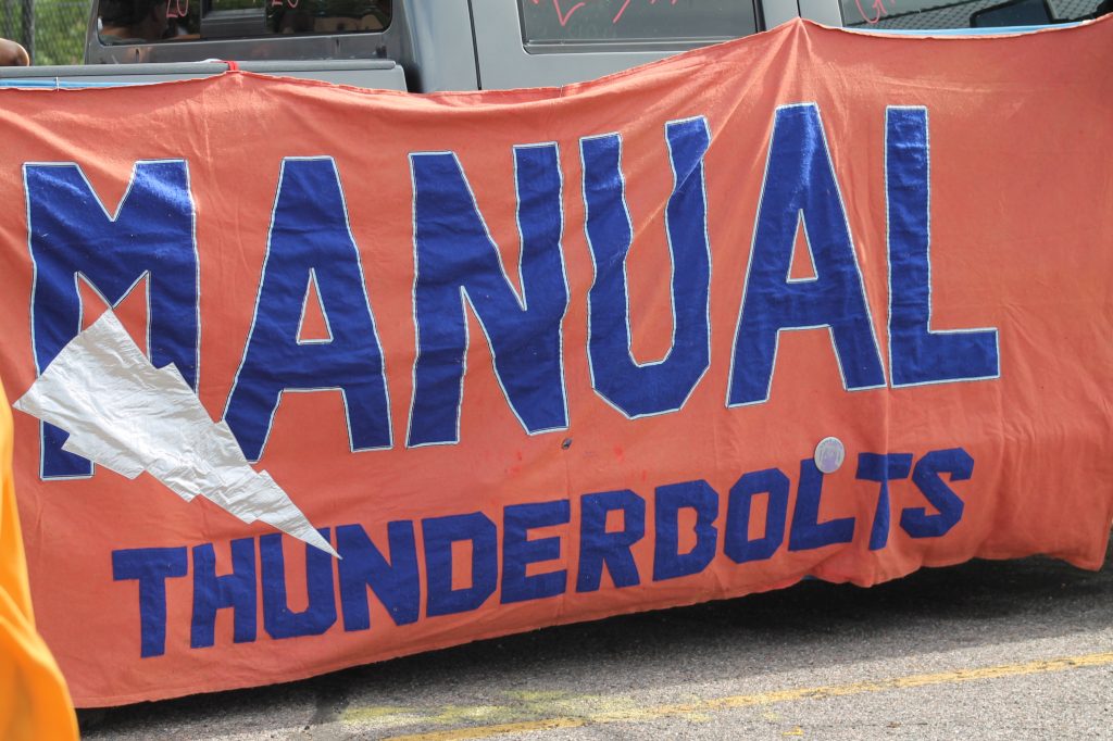 Banner in front of school